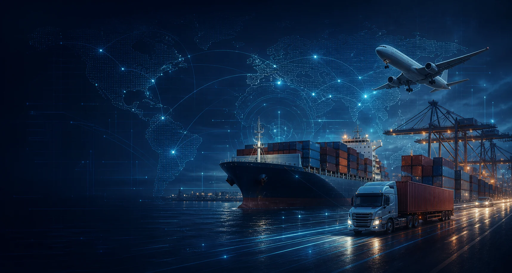 Global air, ocean and road freight connected through logistics technology